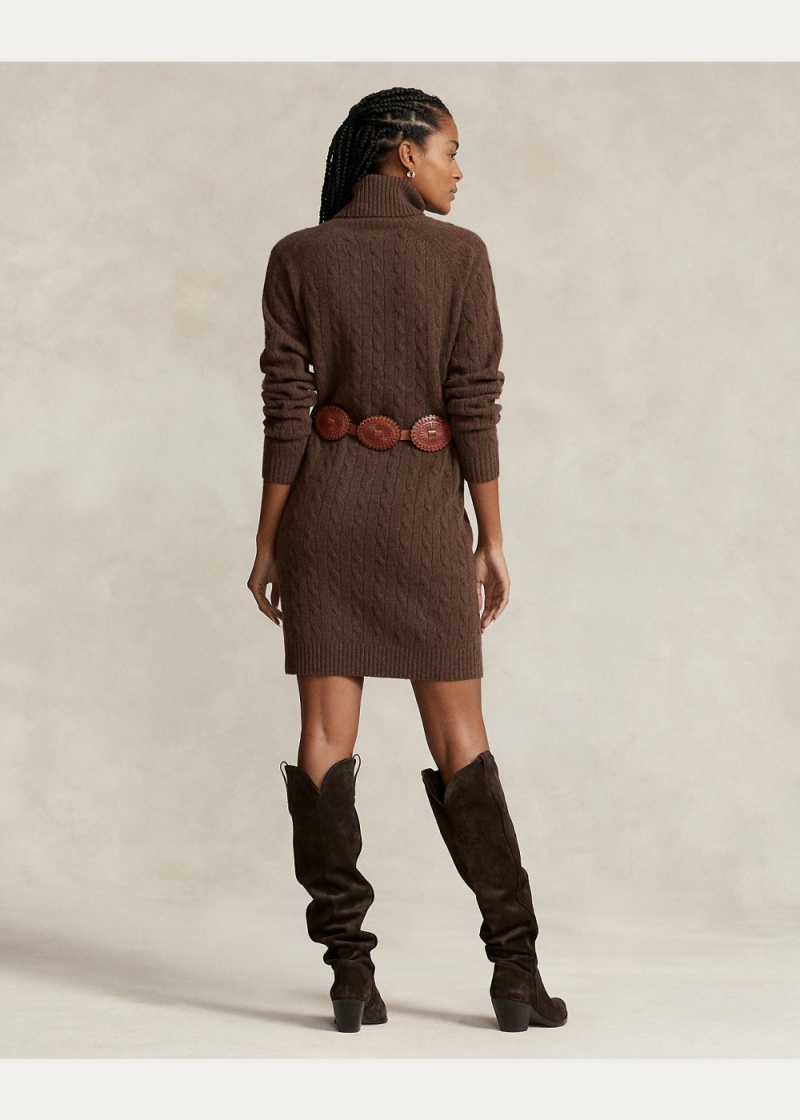 Vestido Cable Lana-Cashmere Roll Neck Mujer Negros | WKAJ23810 - vista 4