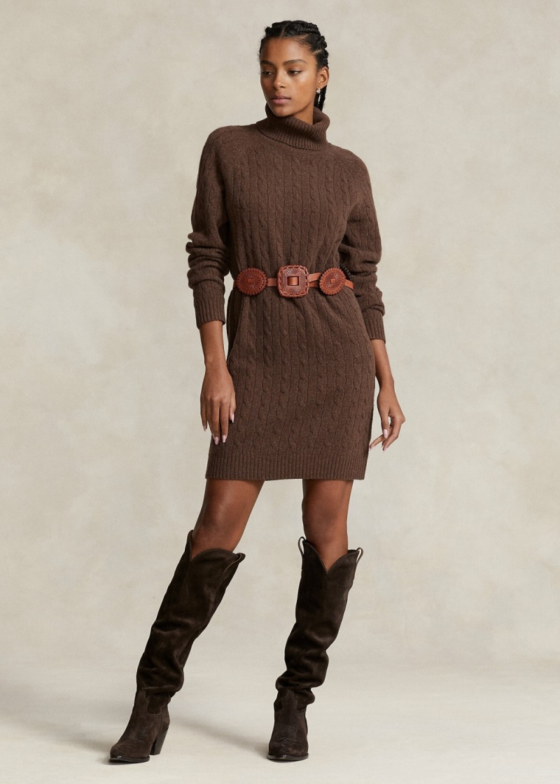Vestido Cable Lana-Cashmere Roll Neck Mujer Negros | WKAJ23810 - vista 1