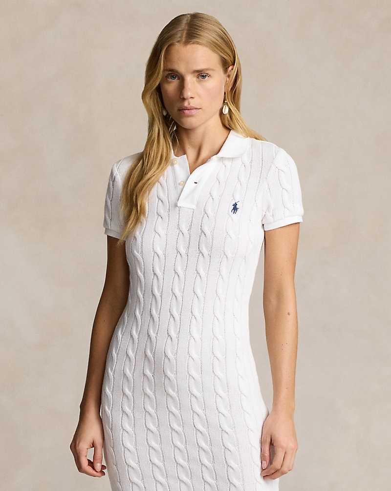 Vestido Ralph Lauren Cable-Knit Cotton Mujer White/Navy Pp | PREQKGN-91 - vista 3
