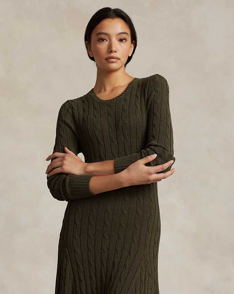 Vestido Ralph Lauren Cable-Knit Mujer Verde Oliva | CTFESHY-81 - vista 3
