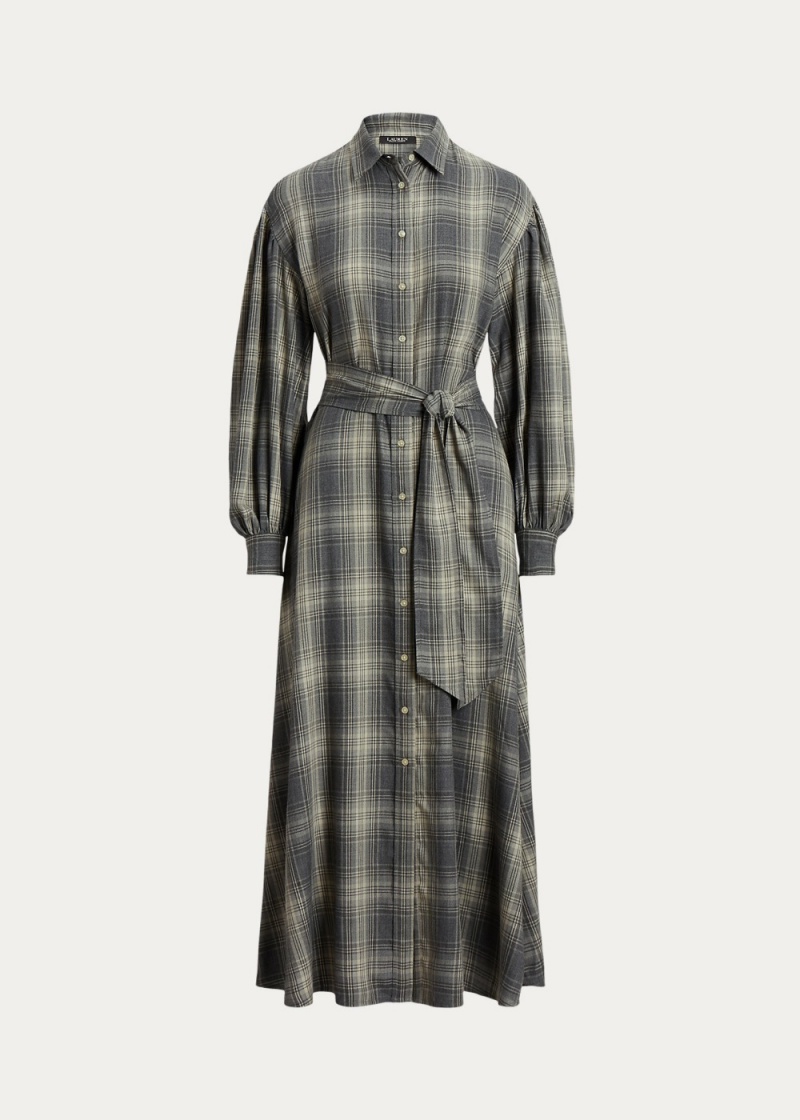 Vestido Checked Plaid Belted Twill Shirtdress Mujer Multicolor | MGNE38460 - vista 2