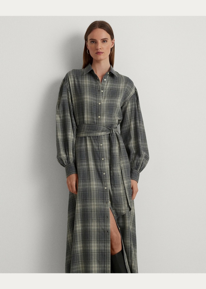 Vestido Checked Plaid Belted Twill Shirtdress Mujer Multicolor | MGNE38460 - vista 3