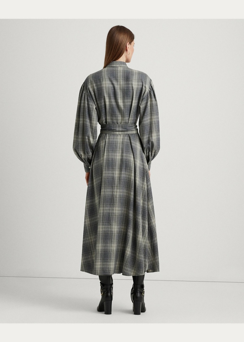 Vestido Checked Plaid Belted Twill Shirtdress Mujer Multicolor | MGNE38460 - vista 4