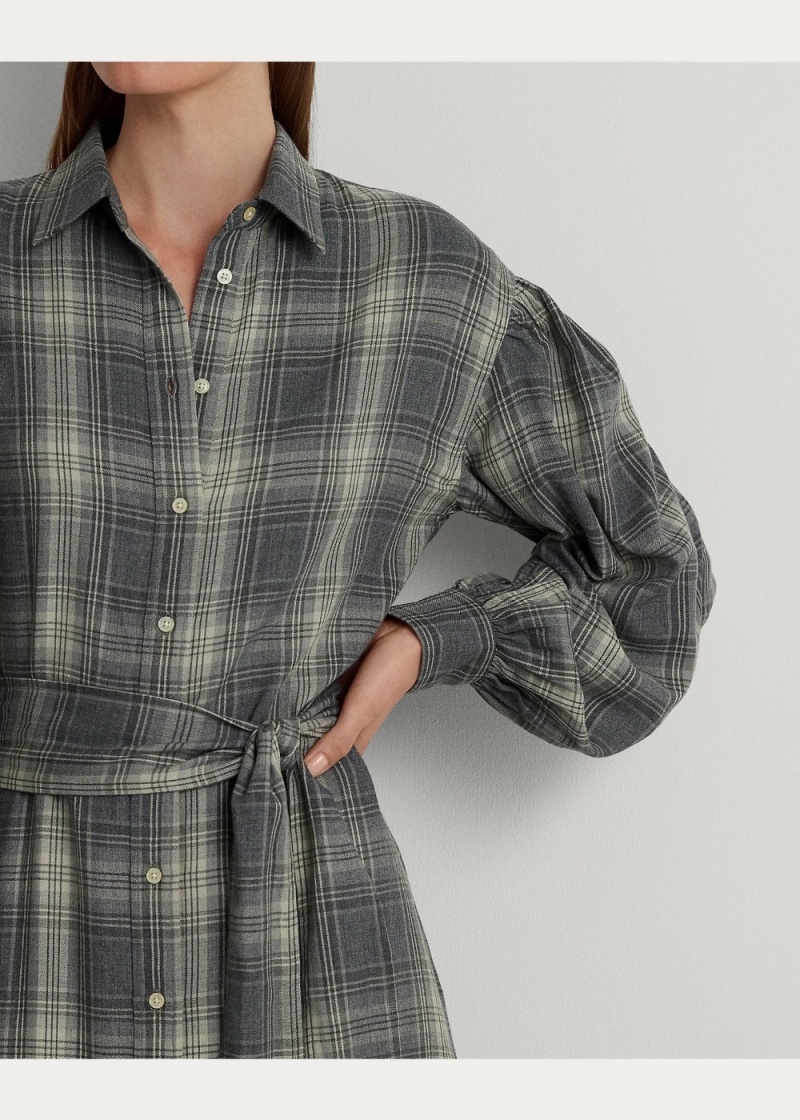 Vestido Checked Plaid Belted Twill Shirtdress Mujer Multicolor | MGNE38460 - vista 5
