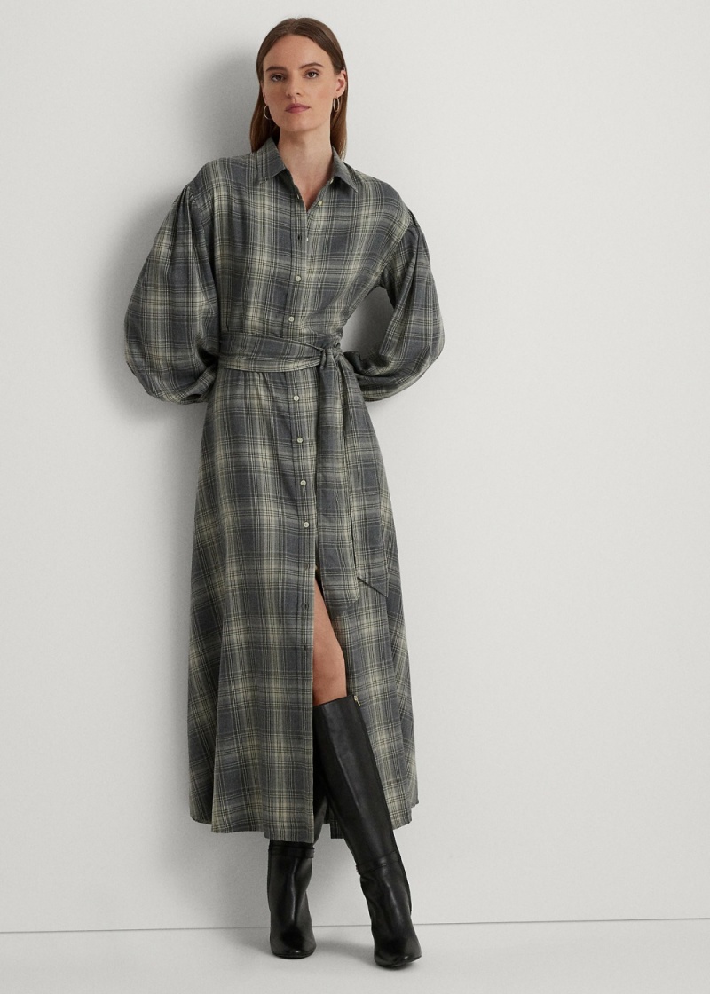 Vestido Checked Plaid Belted Twill Shirtdress Mujer Multicolor | MGNE38460 - vista 1