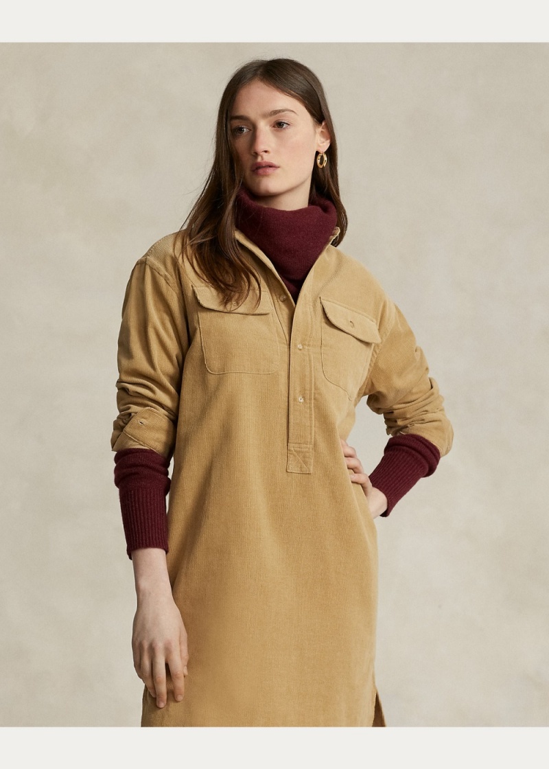 Vestido Corduroy Shirtdress Mujer Kaki | EPQT16273 - vista 2