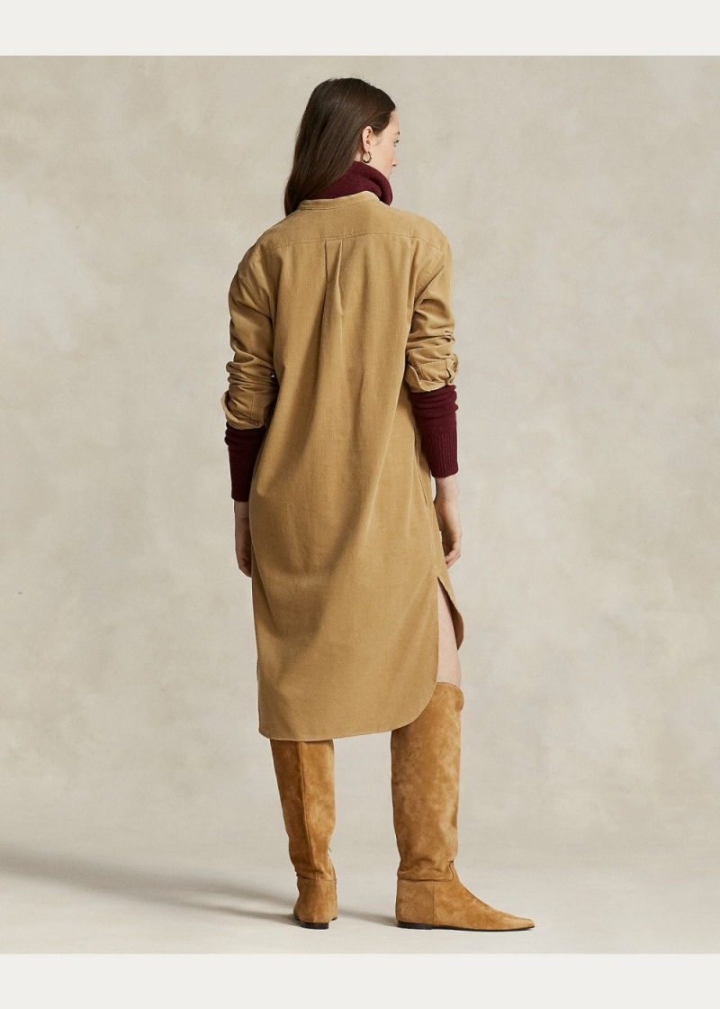 Vestido Corduroy Shirtdress Mujer Kaki | EPQT16273 - vista 3