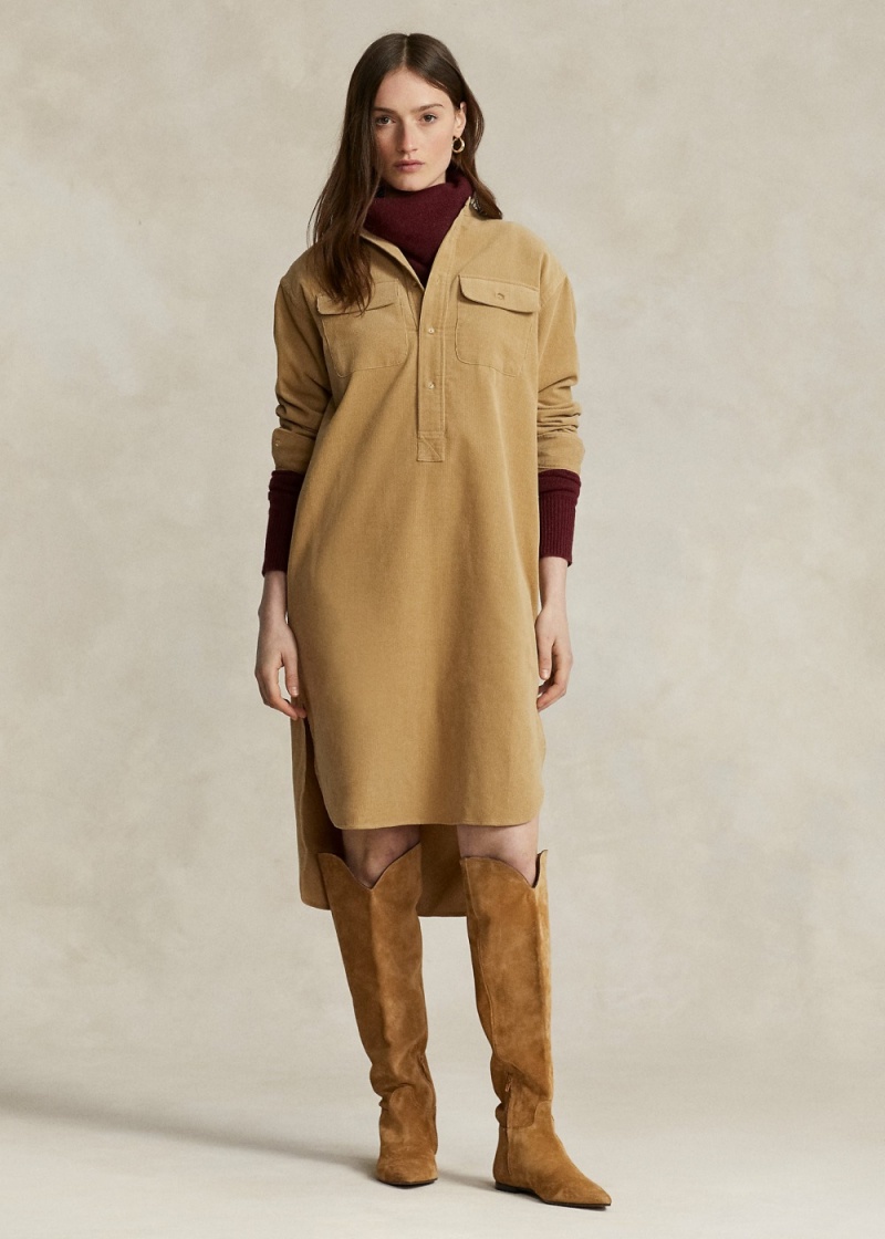 Vestido Corduroy Shirtdress Mujer Kaki | EPQT16273 - vista 1