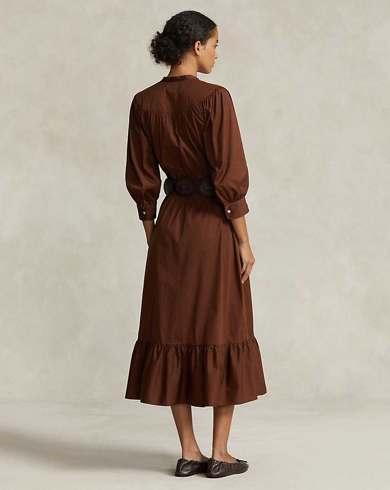 Vestido Ralph Lauren Cotton Broadcloth Mujer Marrom | KOCUFZP-09 - vista 4