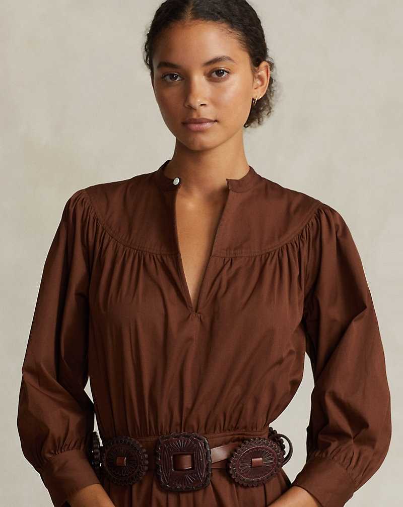 Vestido Ralph Lauren Cotton Broadcloth Mujer Marrom | KOCUFZP-09 - vista 5