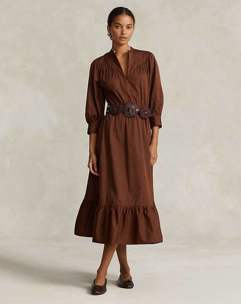 Vestido Ralph Lauren Cotton Broadcloth Mujer Marrom | KOCUFZP-09 - vista 1