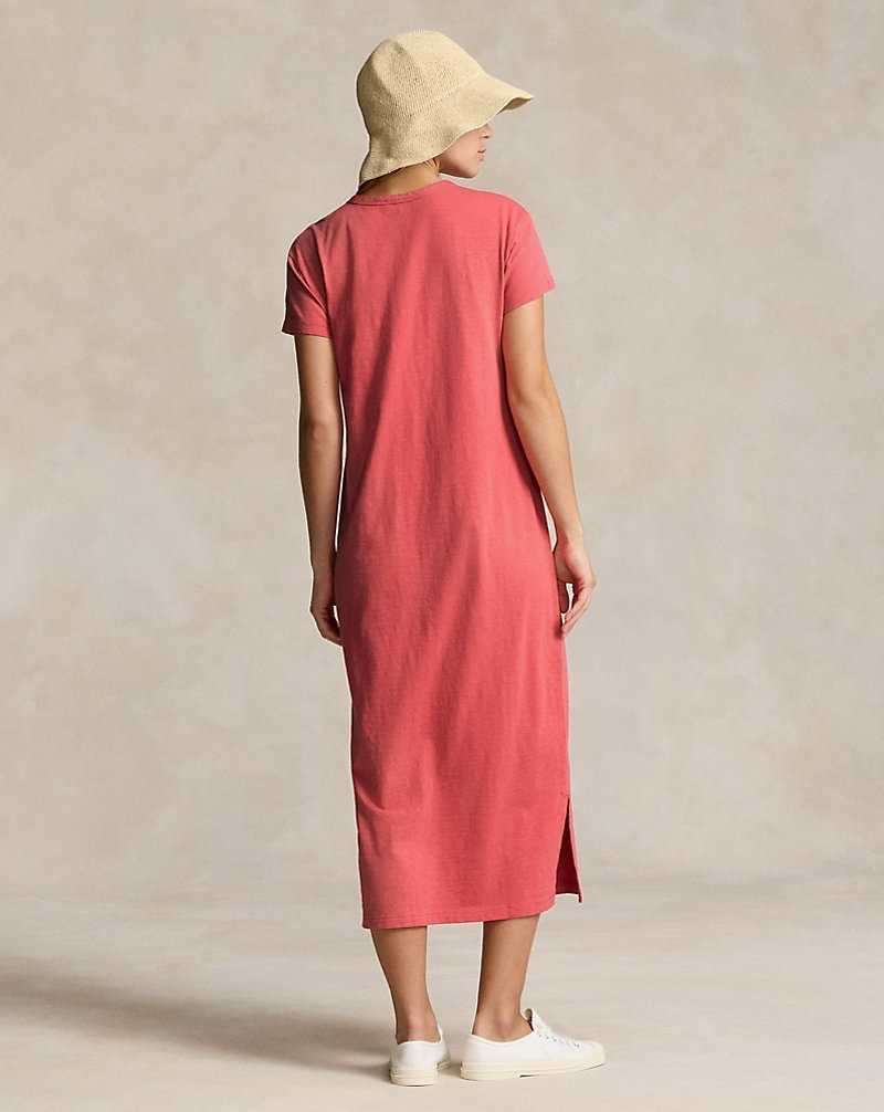 Vestido Ralph Lauren Cotton Crewneck Pocket Mujer Rojos | UZNWIOE-36 - vista 4