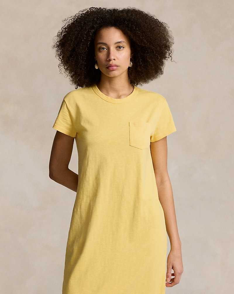 Vestido Ralph Lauren Cotton Crewneck Pocket Mujer Amarillos | HWBGMZC-56 - vista 3