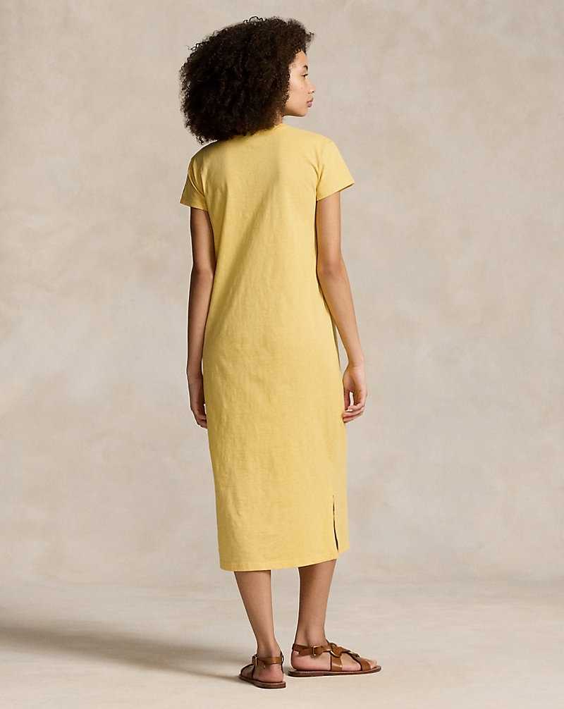 Vestido Ralph Lauren Cotton Crewneck Pocket Mujer Amarillos | HWBGMZC-56 - vista 4