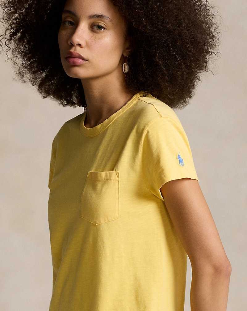 Vestido Ralph Lauren Cotton Crewneck Pocket Mujer Amarillos | HWBGMZC-56 - vista 5