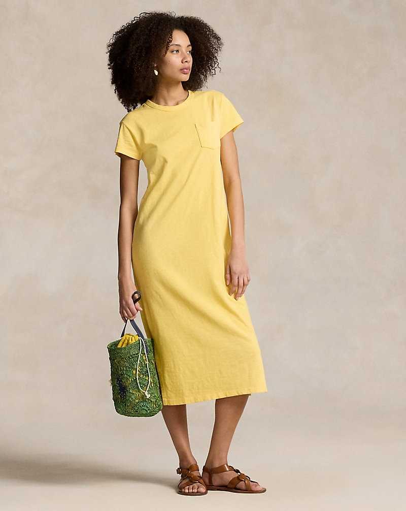 Vestido Ralph Lauren Cotton Crewneck Pocket Mujer Amarillos | HWBGMZC-56 - vista 1