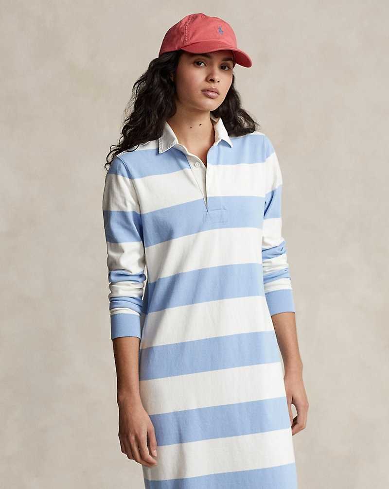 Vestido Ralph Lauren Cotton Jersey Rugby Mujer Chambray Blue/Deckwash Wh | FTMELIQ-42 - vista 3