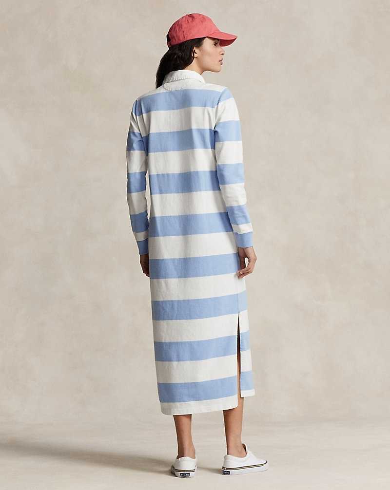 Vestido Ralph Lauren Cotton Jersey Rugby Mujer Chambray Blue/Deckwash Wh | FTMELIQ-42 - vista 4