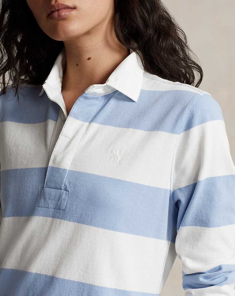 Vestido Ralph Lauren Cotton Jersey Rugby Mujer Chambray Blue/Deckwash Wh | FTMELIQ-42 - vista 5