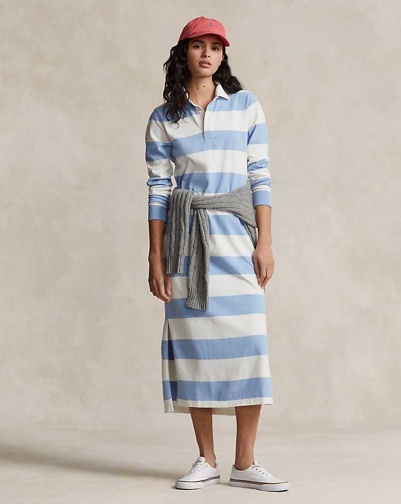 Vestido Ralph Lauren Cotton Jersey Rugby Mujer Chambray Blue/Deckwash Wh | FTMELIQ-42 - vista 1