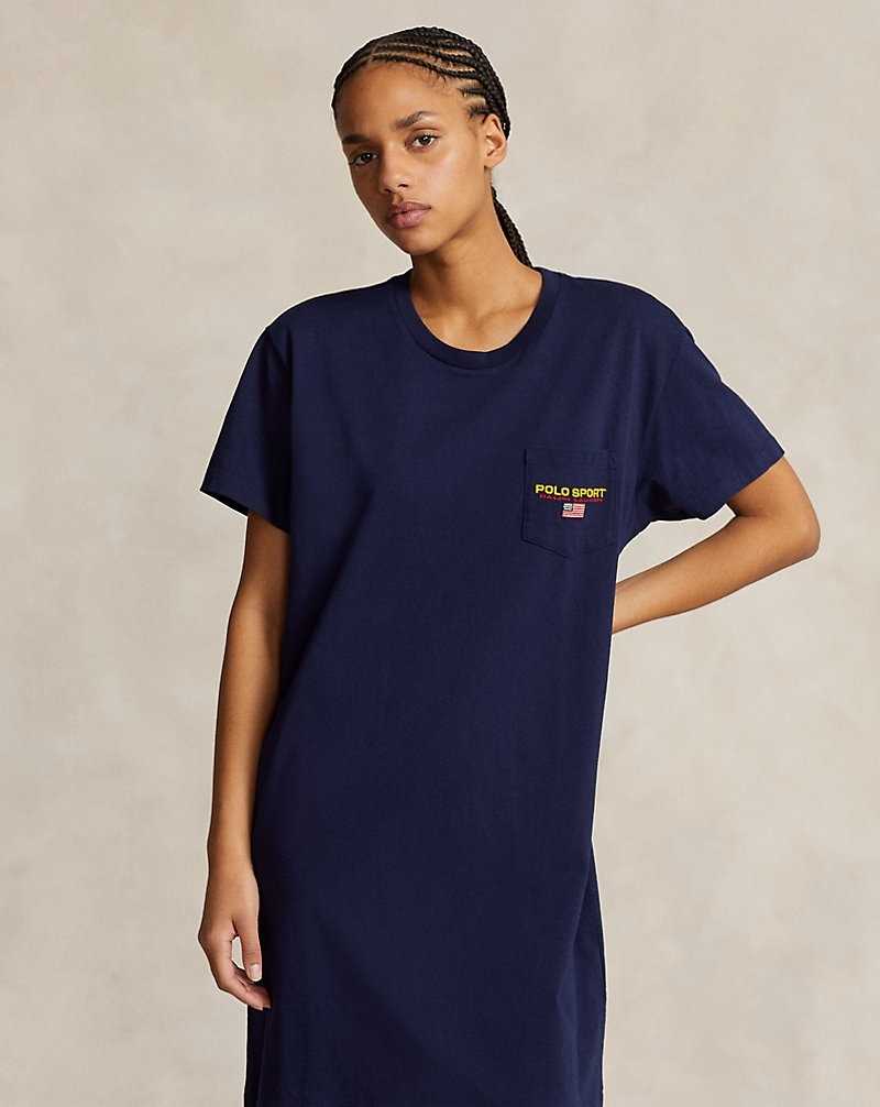 Vestido Ralph Lauren Cotton Jersey T-shirt Mujer Azul Marino | XVRYKSC-09 - vista 3