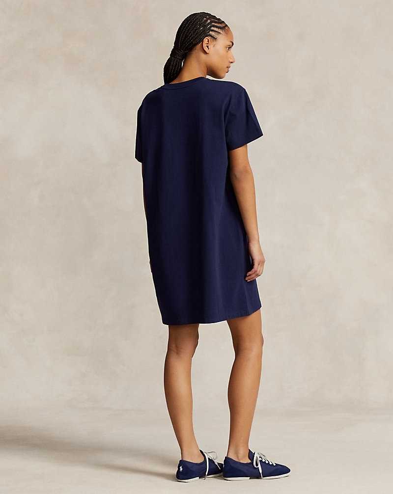 Vestido Ralph Lauren Cotton Jersey T-shirt Mujer Azul Marino | XVRYKSC-09 - vista 4