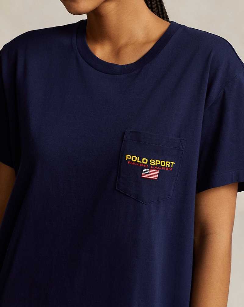 Vestido Ralph Lauren Cotton Jersey T-shirt Mujer Azul Marino | XVRYKSC-09 - vista 5