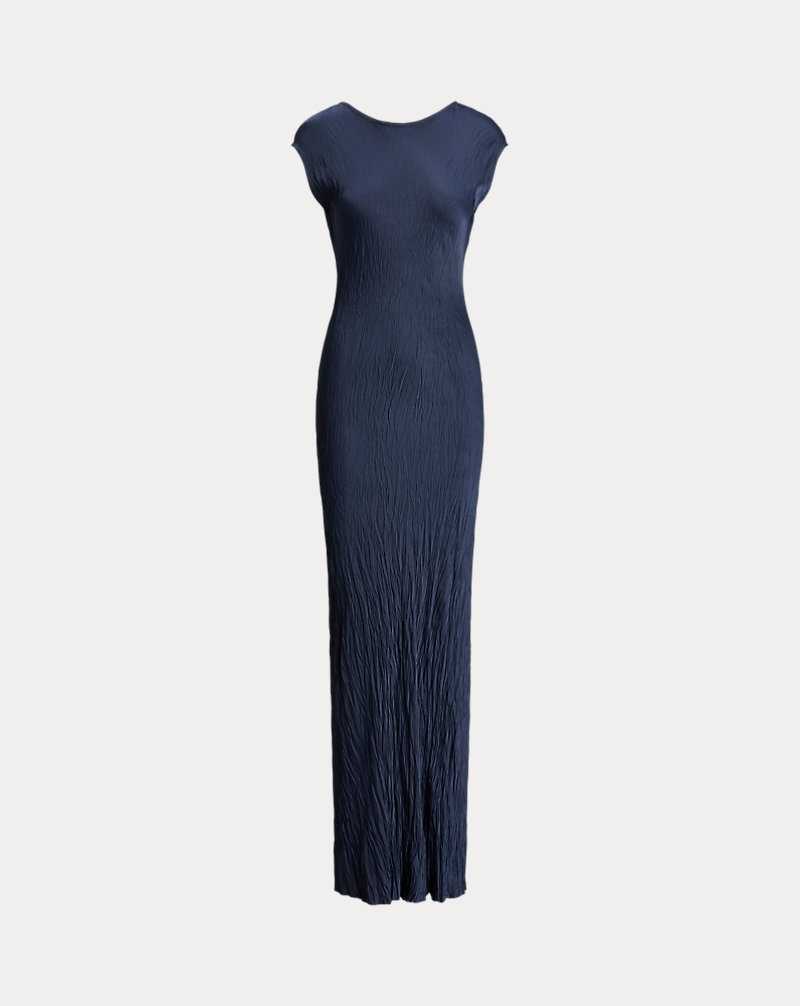 Vestido Ralph Lauren Crinkled Satin Gown Mujer Azul Marino | VURYFQM-92 - vista 2
