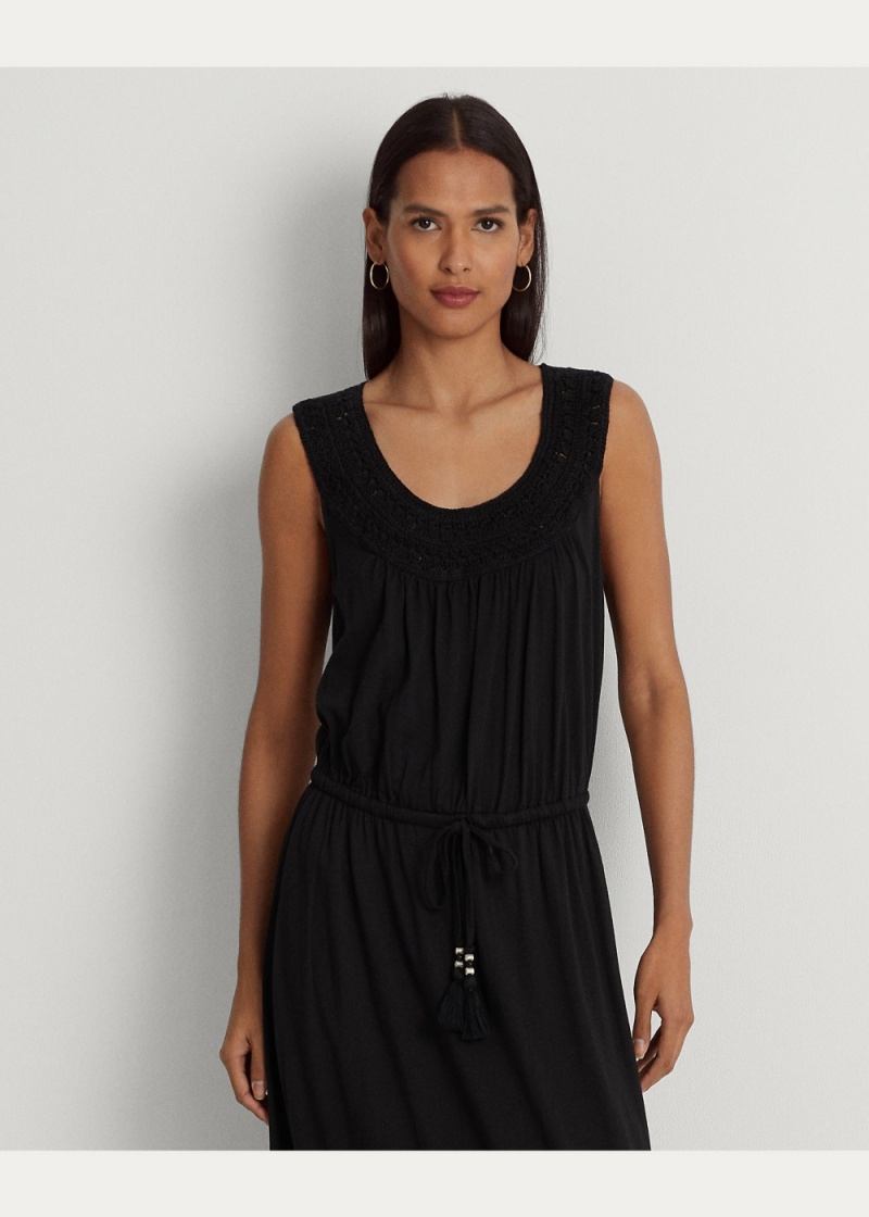 Vestido Crocheted Jersey Sin Manga Mujer Negros | TEOC13976 - vista 2