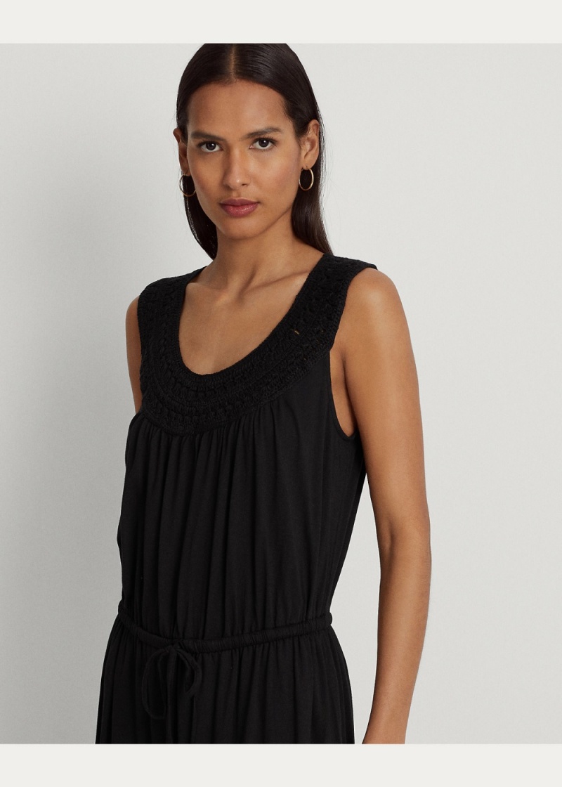 Vestido Crocheted Jersey Sin Manga Mujer Negros | TEOC13976 - vista 3