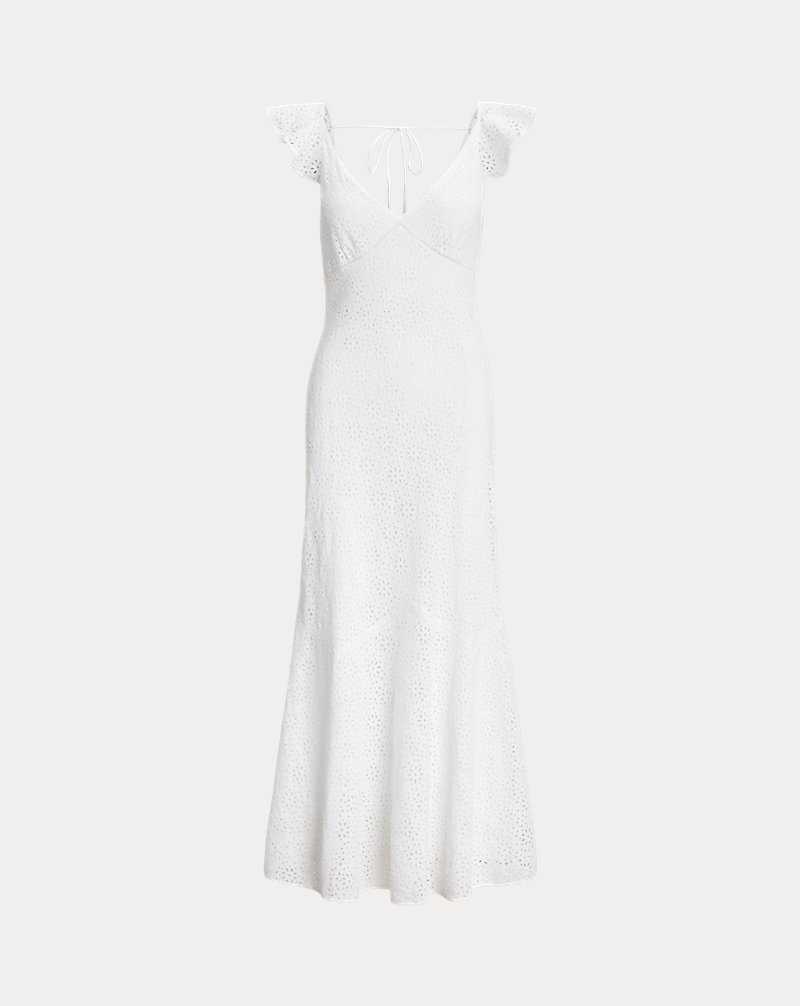 Vestido Ralph Lauren Embroidered Eyelet Linen Mujer Blancos | YGZMIPK-45 - vista 2