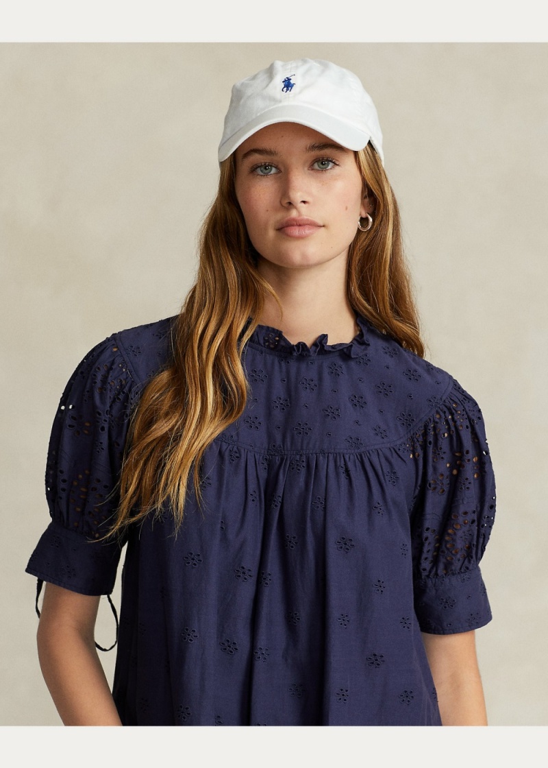 Vestido Eyelet-Embroidered Algodon Mujer Azul Marino | NJQF24601 - vista 4