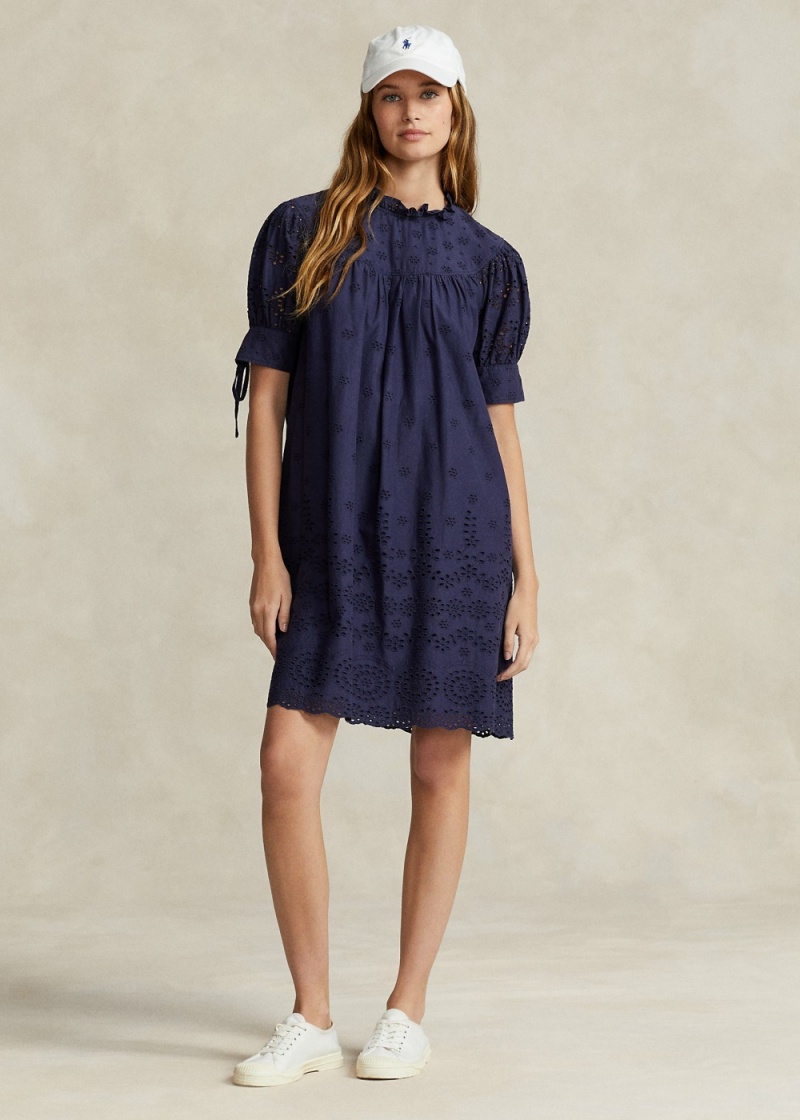 Vestido Eyelet-Embroidered Algodon Mujer Azul Marino | NJQF24601 - vista 1