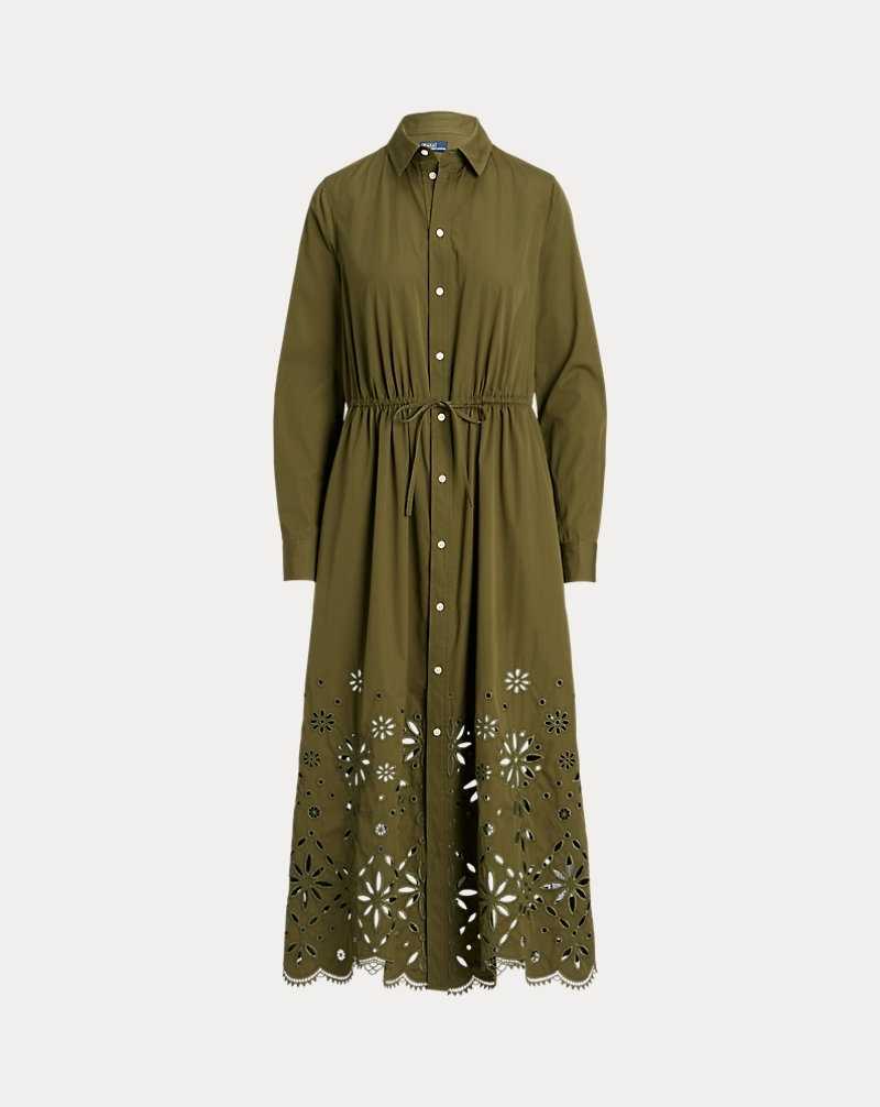 Vestido Ralph Lauren Eyelet-Embroidered Cottondress Mujer Verde Oliva | GNOKEBL-16 - vista 2