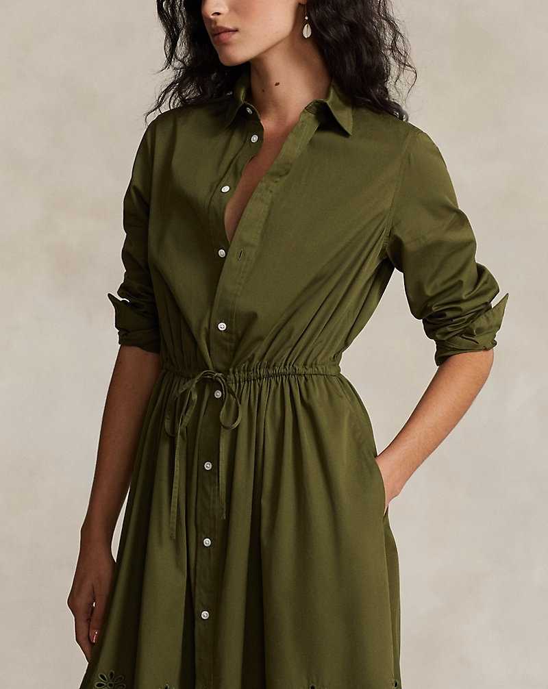 Vestido Ralph Lauren Eyelet-Embroidered Cottondress Mujer Verde Oliva | GNOKEBL-16 - vista 5