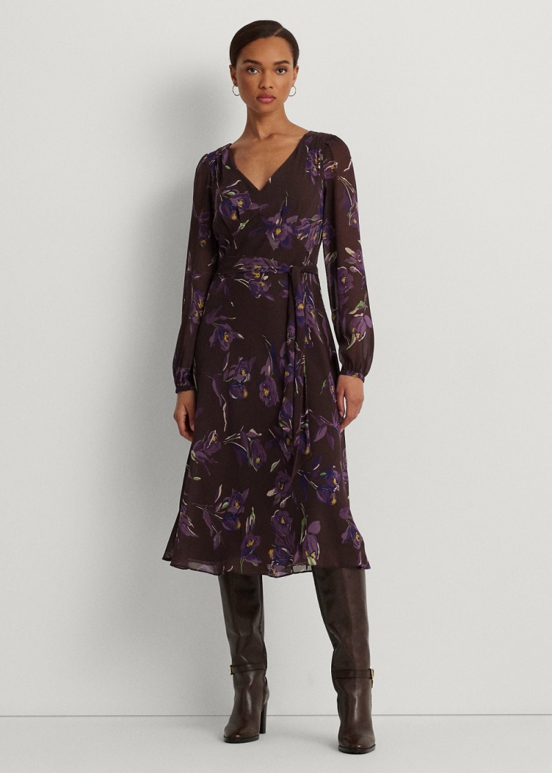 Vestido Floral Belted Crinkle Georgette Mujer Multicolor | IMWP72809 - vista 1