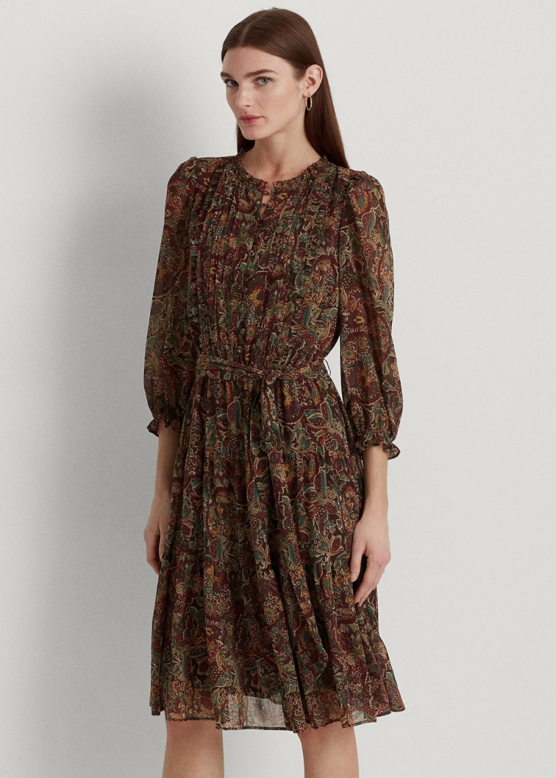 Vestido Floral Belted Crinkle Georgette Mujer Multicolor | BUYZ21536 - vista 1