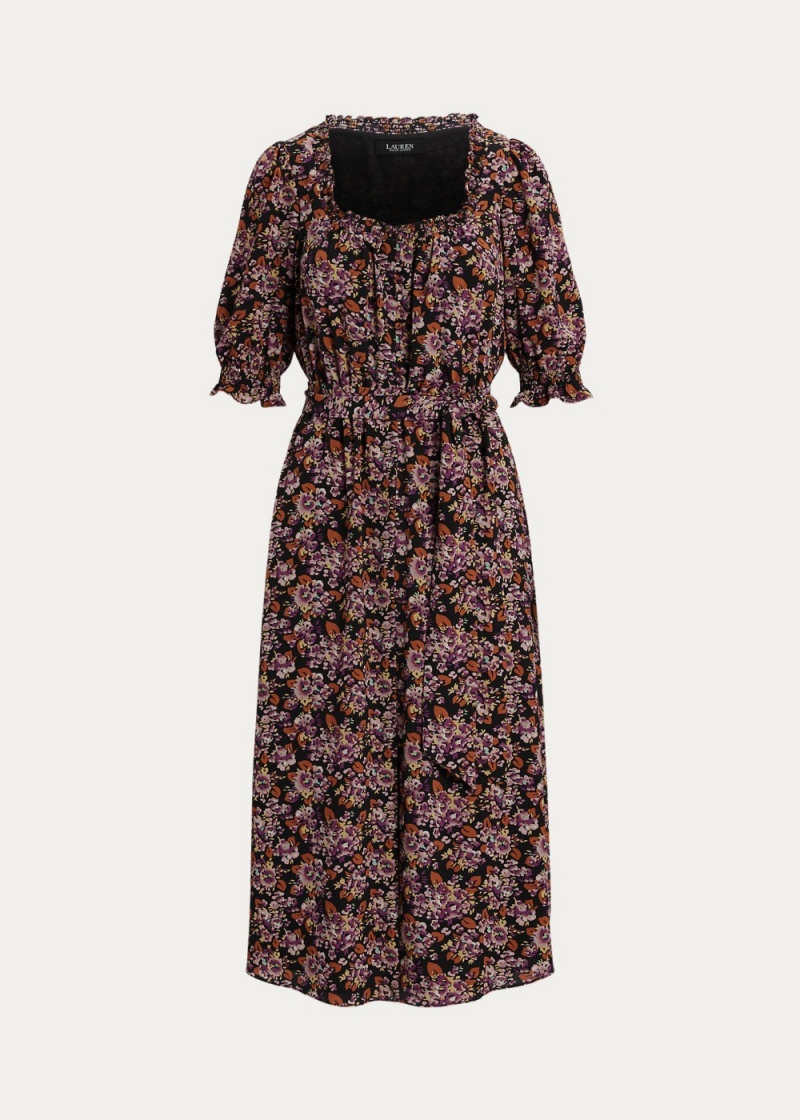 Vestido Floral Bubble Crepe Smocked Mujer Multicolor | GJIK01478 - vista 2