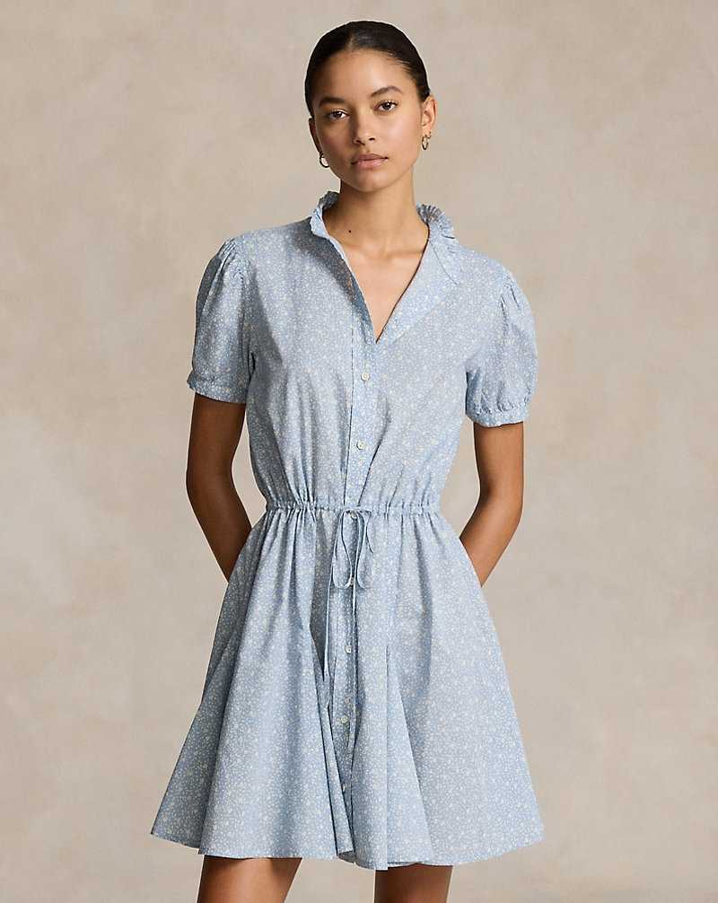 Vestido Ralph Lauren Floral Cotton Drawstring Mujer Mini Tulip Floral | ZCBAWNP-23 - vista 3