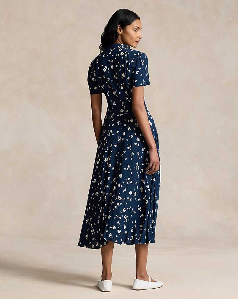 Vestido Ralph Lauren Floral Crepe-Sleeve Mujer 1680 Popcorn Floral | ETWRVIJ-82 - vista 4