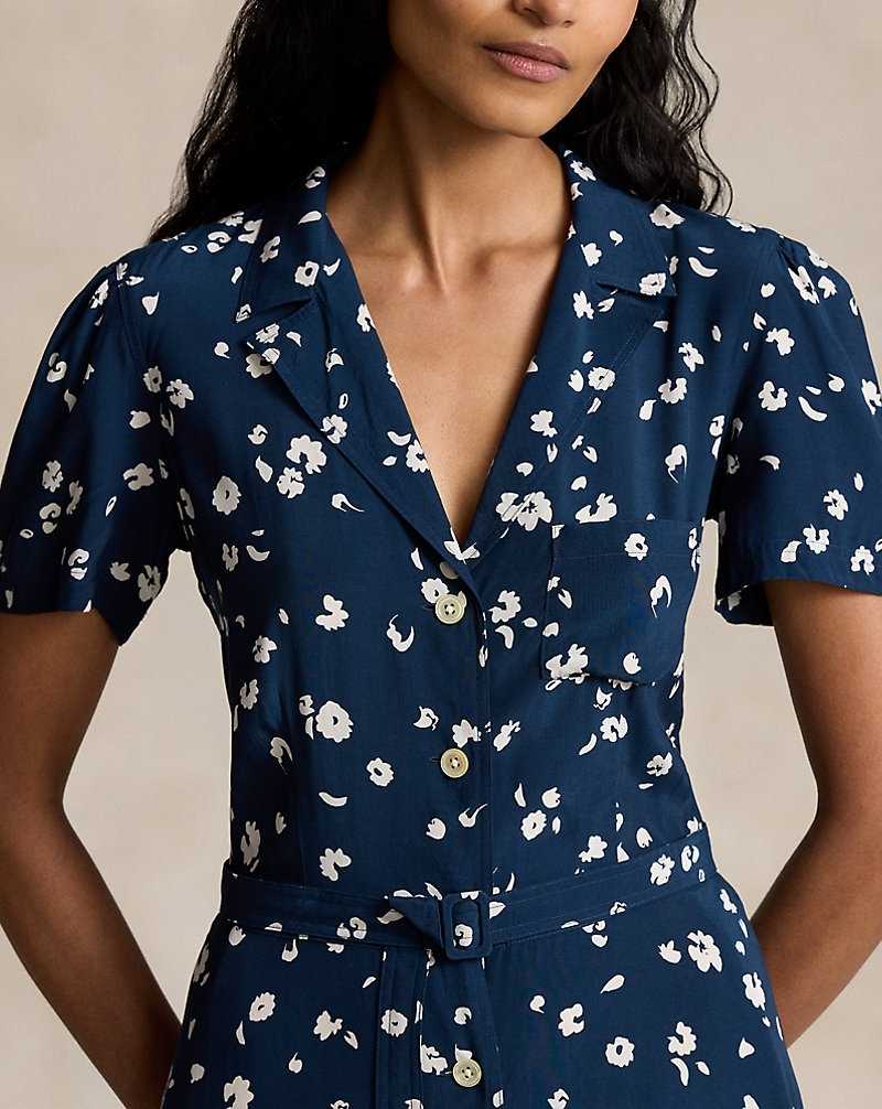 Vestido Ralph Lauren Floral Crepe-Sleeve Mujer 1680 Popcorn Floral | ETWRVIJ-82 - vista 5