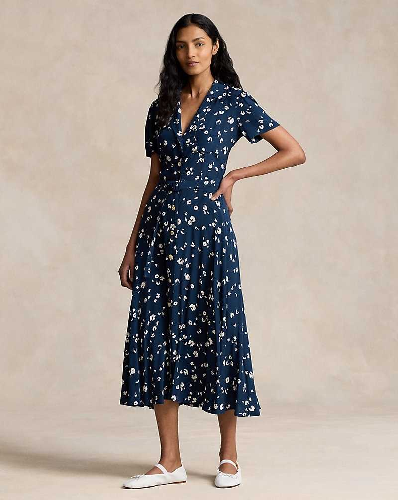 Vestido Ralph Lauren Floral Crepe-Sleeve Mujer 1680 Popcorn Floral | ETWRVIJ-82 - vista 1