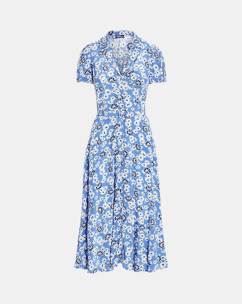 Vestido Ralph Lauren Floral Crepe-Sleeve Mujer Azules | UHVANSW-04 - vista 2