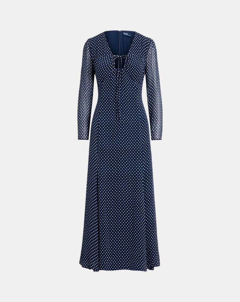 Vestido Ralph Lauren Floral Crinkle Georgette Mujer Azul Marino | FOXINTE-41 - vista 2