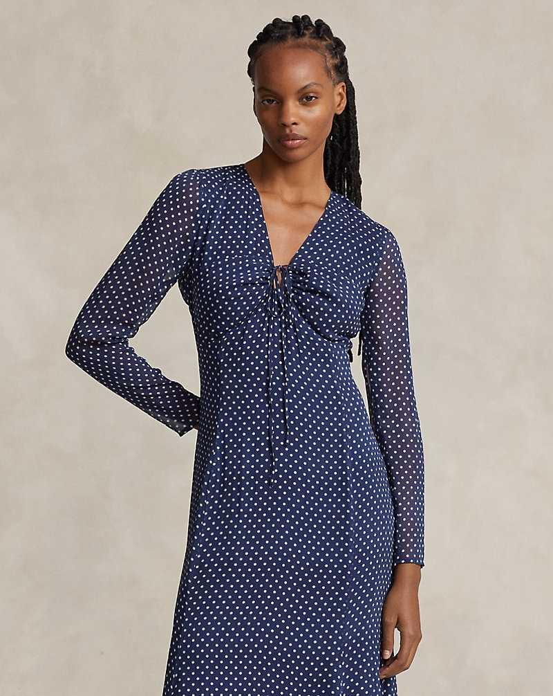 Vestido Ralph Lauren Floral Crinkle Georgette Mujer Azul Marino | FOXINTE-41 - vista 3