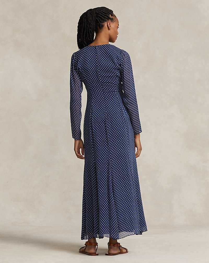 Vestido Ralph Lauren Floral Crinkle Georgette Mujer Azul Marino | FOXINTE-41 - vista 4