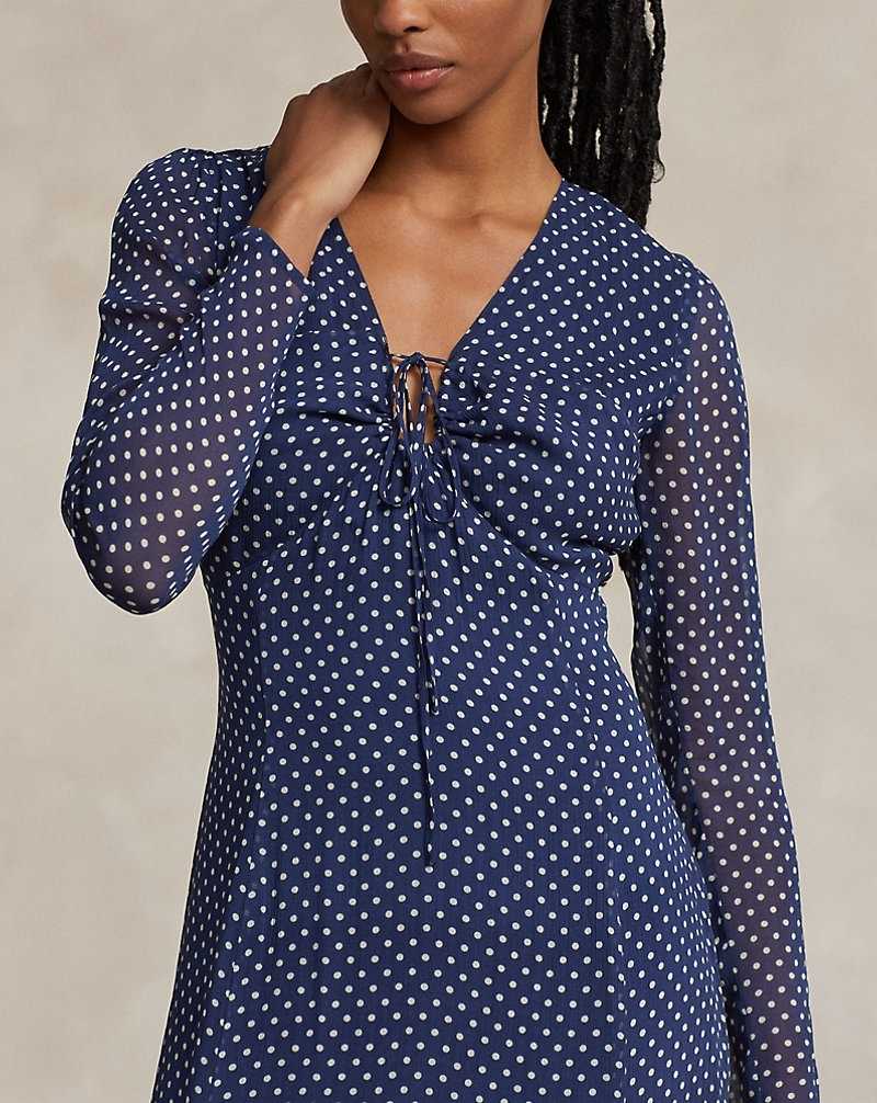Vestido Ralph Lauren Floral Crinkle Georgette Mujer Azul Marino | FOXINTE-41 - vista 5
