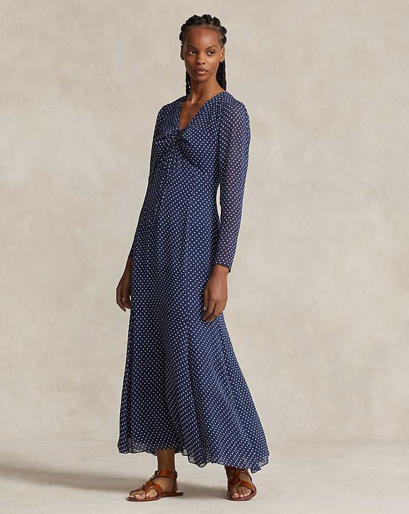 Vestido Ralph Lauren Floral Crinkle Georgette Mujer Azul Marino | FOXINTE-41 - vista 1