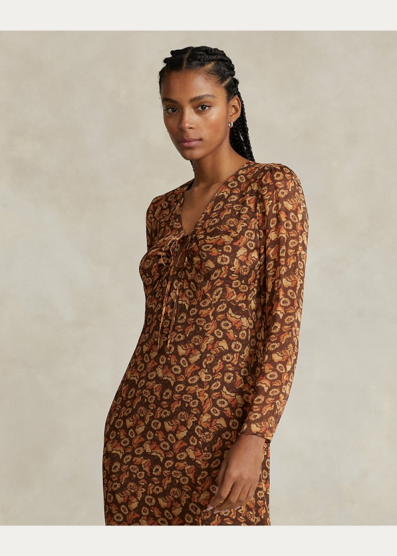 Vestido Floral Crinkle Georgette Mujer Blancos | QYKJ89173 - vista 3