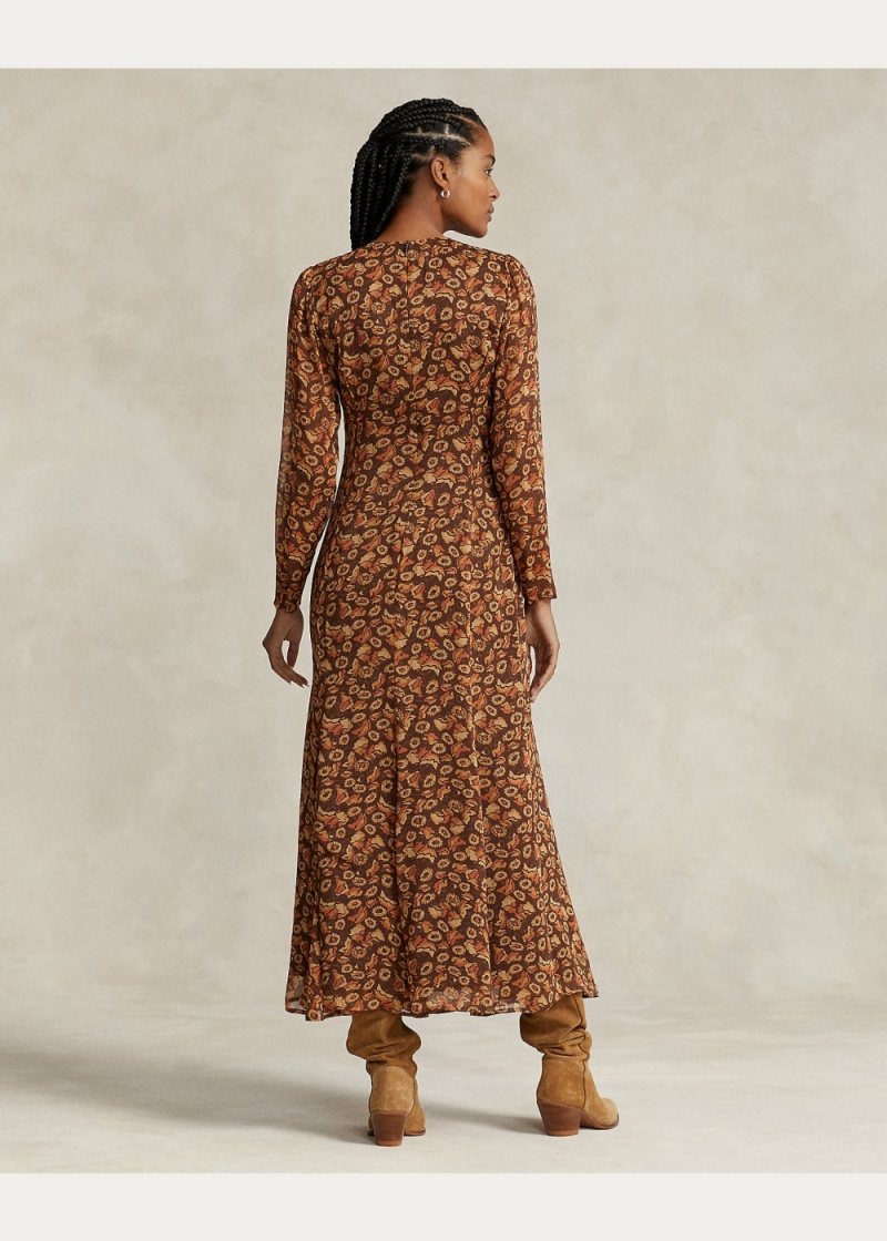 Vestido Floral Crinkle Georgette Mujer Blancos | QYKJ89173 - vista 4